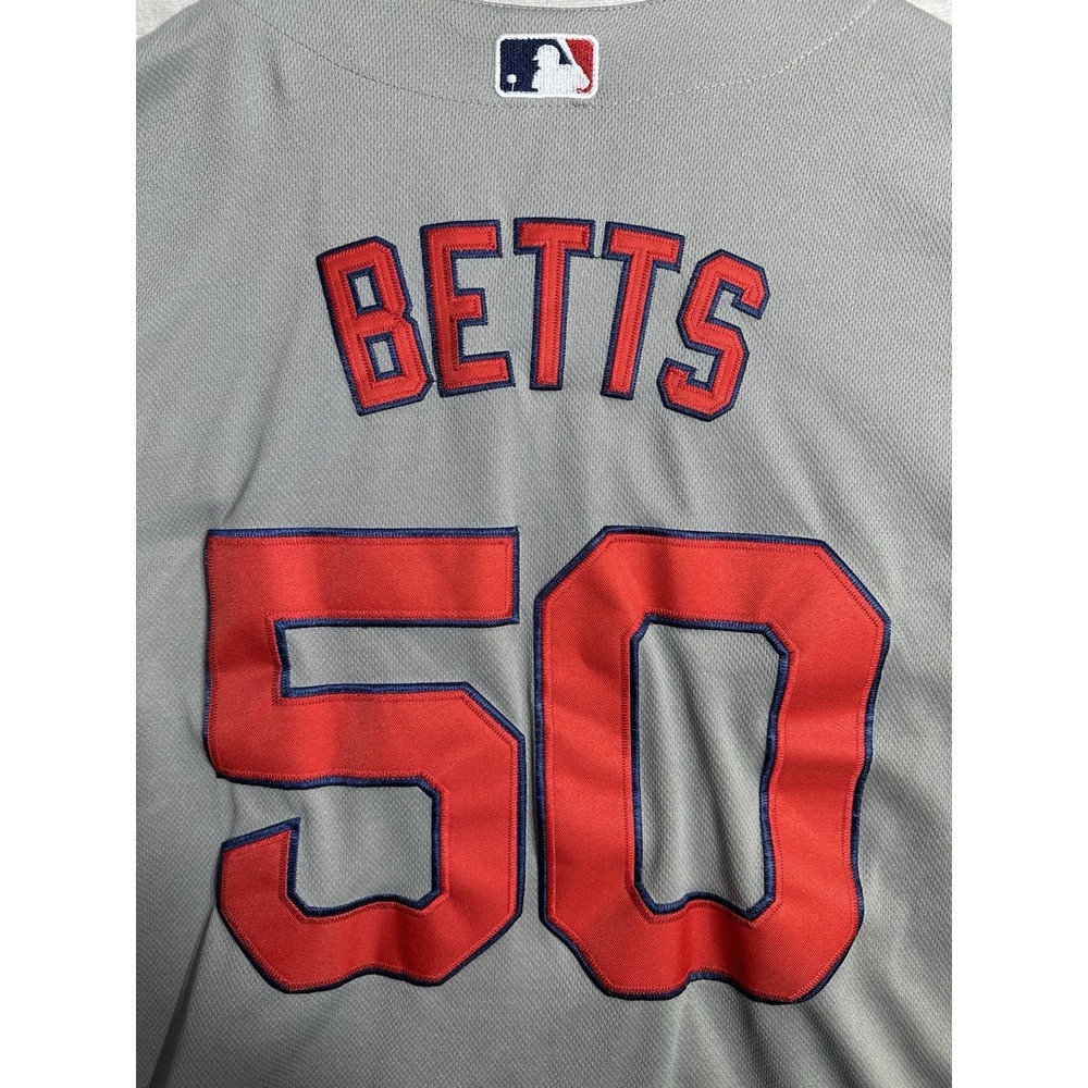 Mookie Betts Boston Red Sox Jersey Majestic Flex Base Size 52 Grey #50 Stitch - Picture 7 of 7